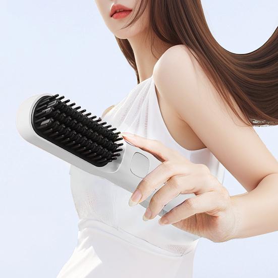 Cordless Hair Straightener Brush 4 Temperature Settings Mini Hair Straightening Comb USB Rechargeable Fast Heating Electric Hot Brush
