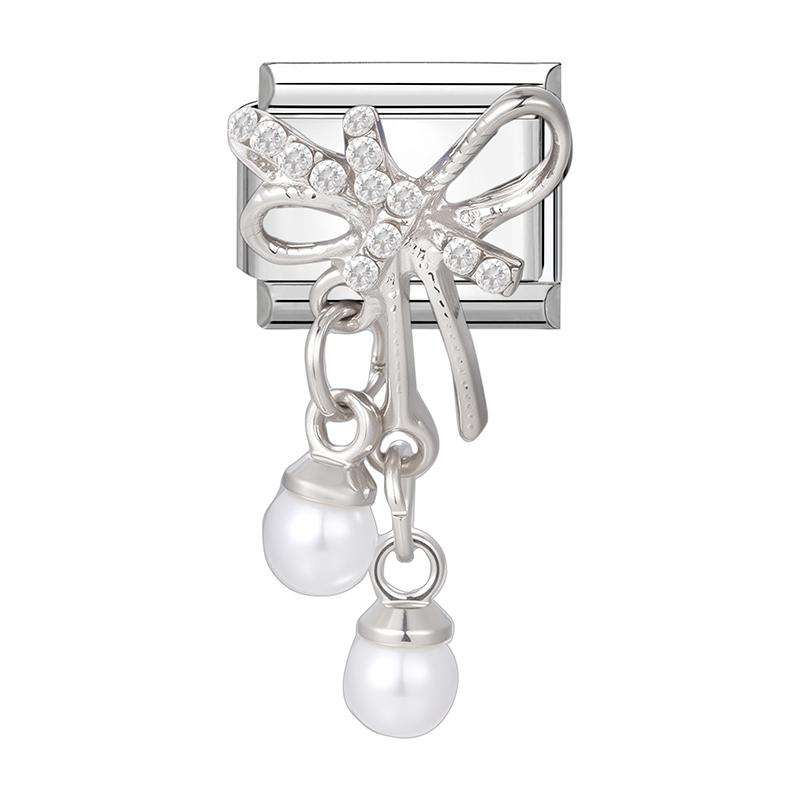 Women Zircon Heart Butterfly Moon Star Bow Pearl Pendant Italian Charm Links Fit 9mm Stainless Steel Bracelet DIY Making Gifts