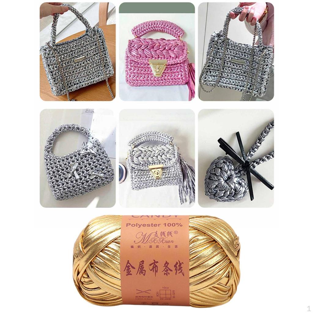 Metallic Shiny Yarn Crochet Bulky T Shirt for Headband Pillow DIY Craft