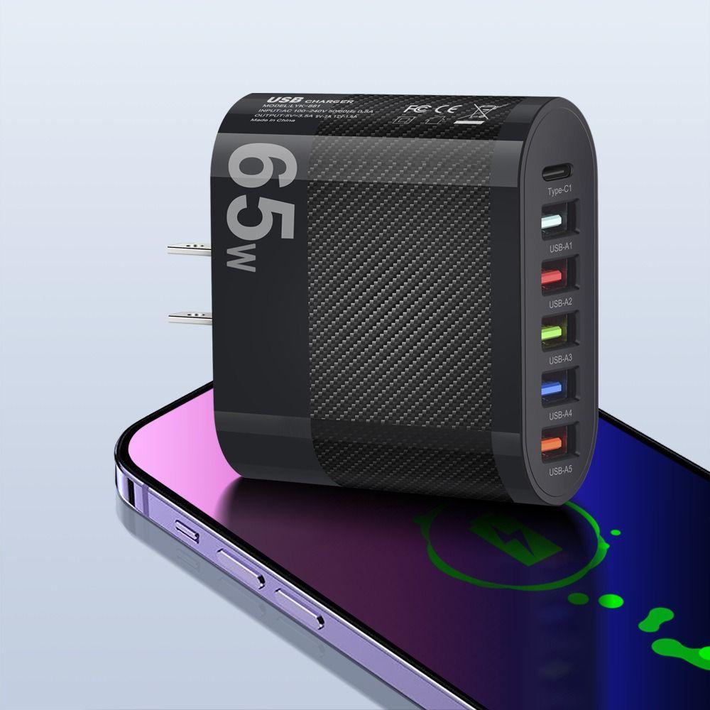 5 Ports Quick Charger Adapter 65W 65W GaN Charger Fast Charging Mobile Phone Adapter  Mobile Phone