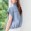Betu Women's Summer Denim Short-Sleeved Shirt Jacket