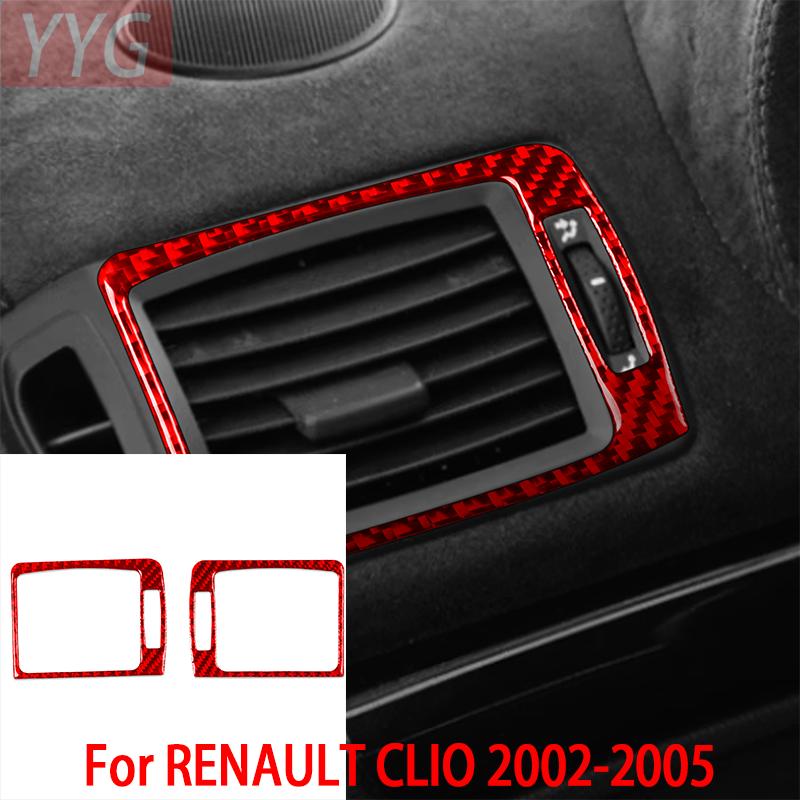 Carbon Fiber Car Interior Decorative Stickers for The Left Right Dashboard Side Air Vents For Renault Clio 2002 2003 2004 2005