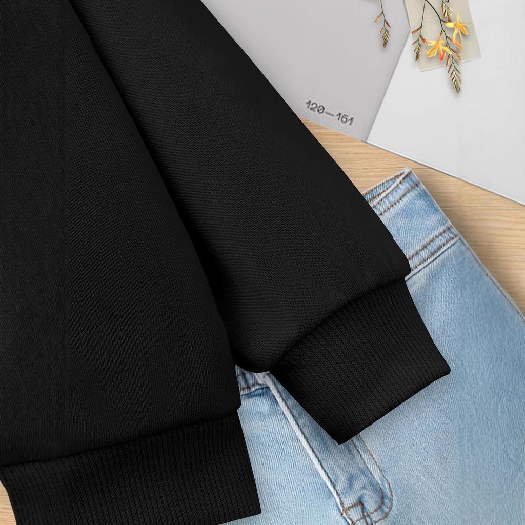 Girls' Cute Sunset Black Cat Pattern Hoodie for Autumn Children's Casual Hoodie