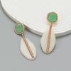 Geometric Resin Earrings Women Bohemian Style Statement Jewelry Alloy With Electroplating White Orange Color