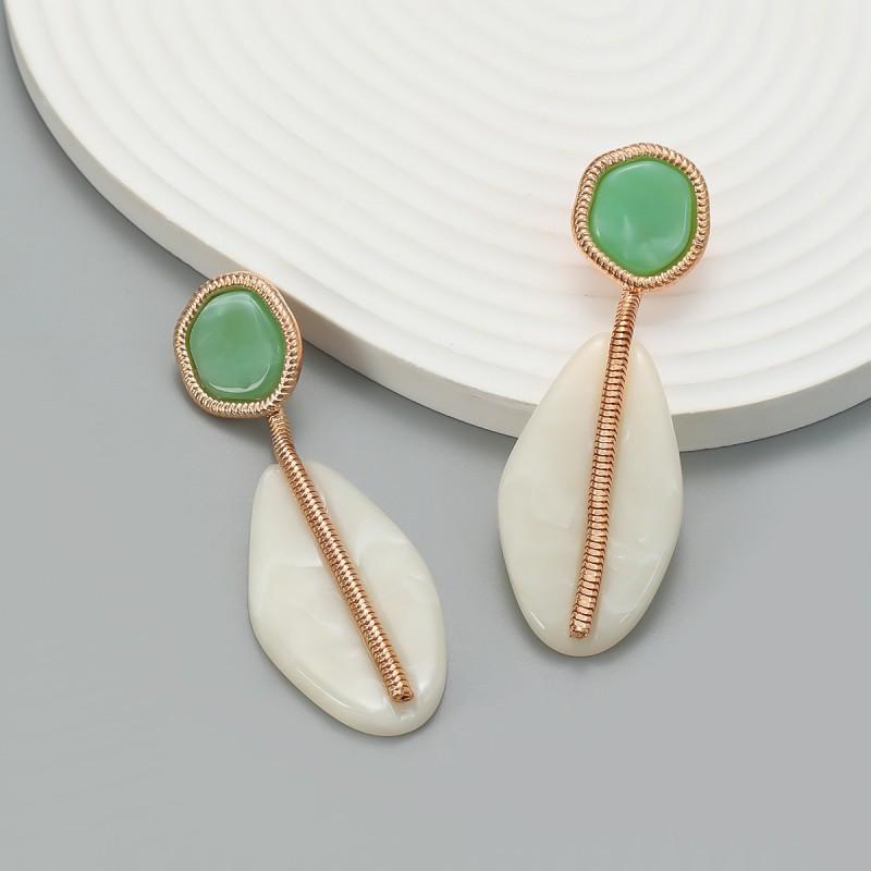 Geometric Resin Earrings Women Bohemian Style Statement Jewelry Alloy With Electroplating White Orange Color