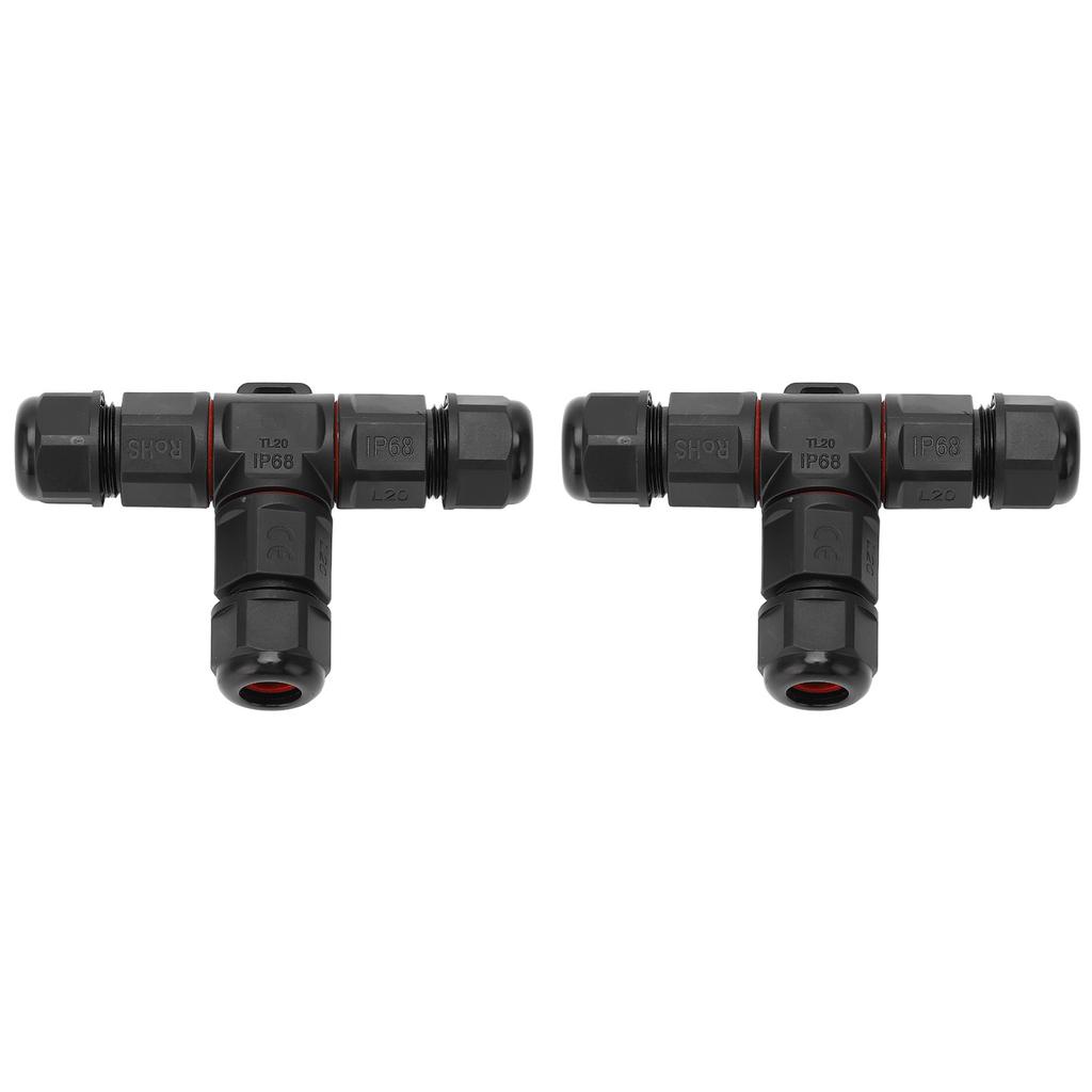 2 Pcs Tee Wire Connectors IP68 Waterproof 2 Pin 3 Pin T Shape Electrical Terminal Adapter for