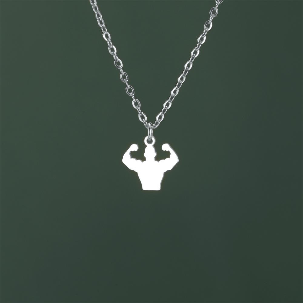 

My Shape Weight Lifting Man Barbell Necklaces Stainless Steel Dumbbell Sports Fitness Gym Chain for Body Builder Jewelry Gifts 45cm