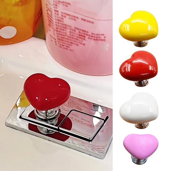 

4 шт., кнопки для унитаза в форме сердца, креативная форма, яркий цвет, простые в установке ручки для выдвижных ящиков, кнопки для бачка унитаза, вспомогательные аксессуары