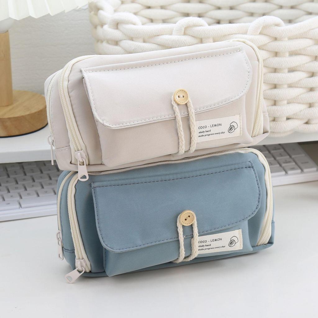 Japanese Style Cotton Rope Pencil Case - Large Capacity for Junior & Senior High School Students