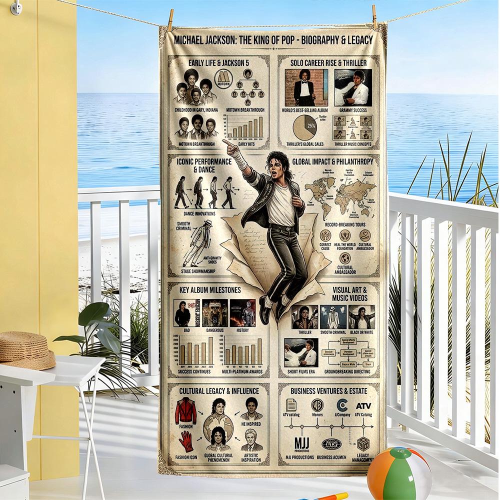 Michael Jackson Beach Towel Super Soft Microfiber Quickdry Fabric Comfortable Lightweight