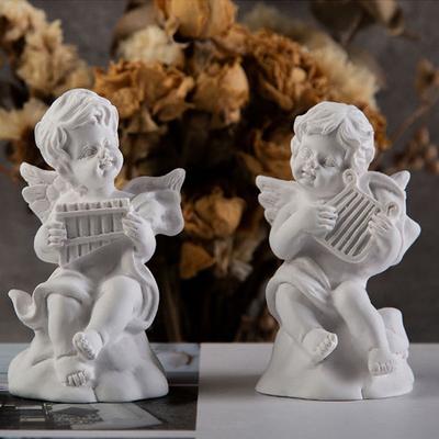 Mini Cupid Figurines Plaster Sculpture Greek Mythology Statue Nordic Style Angel Gypsum Portraits Desktop Ornament