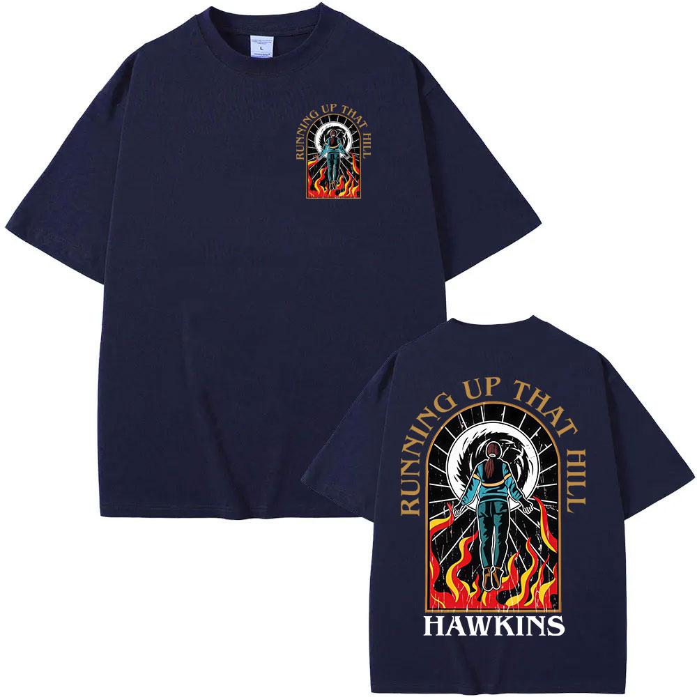 Running Up That Hill Hawkins T Shirts American TV Series Eddie Munson Demogorgon Men Women Cotton Casual Short Sleeve Tshirts