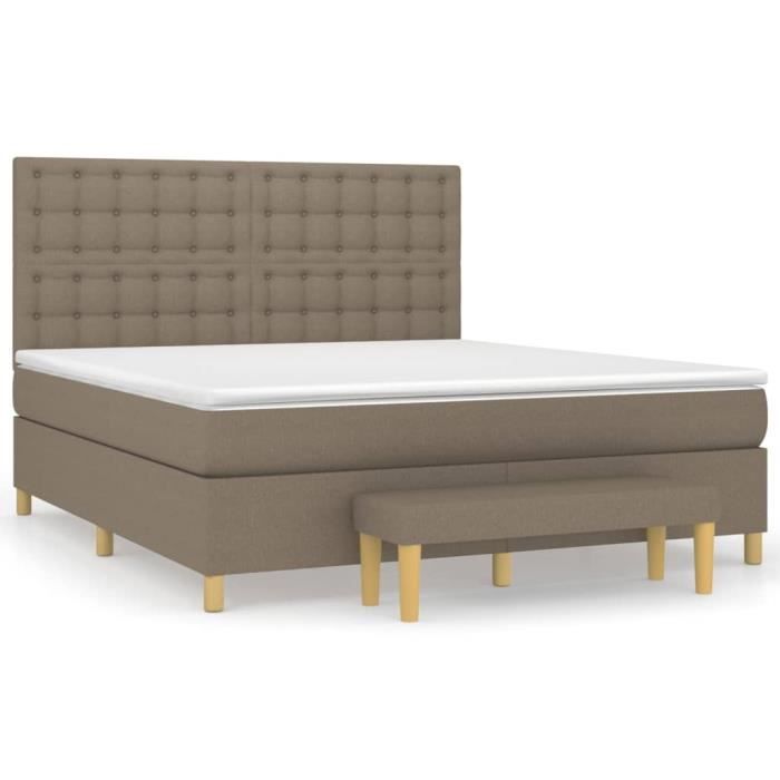 3137489 vidaXL Lit à sommier tapissier avec matelas Taupe 160x200 cm Tissu