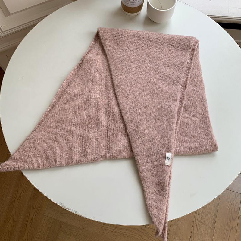 Ladies Knitted Triangular Scarf Large Size Wrap Fashionable Soft Wool Blend Elegant Casual Versatile Shawl For Autumn Winter розовый