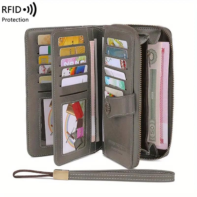RFID Anti-theft Brush Wallet Long Zipper Women's Wallet European and American Large-capacity Hand-held ID Bag
