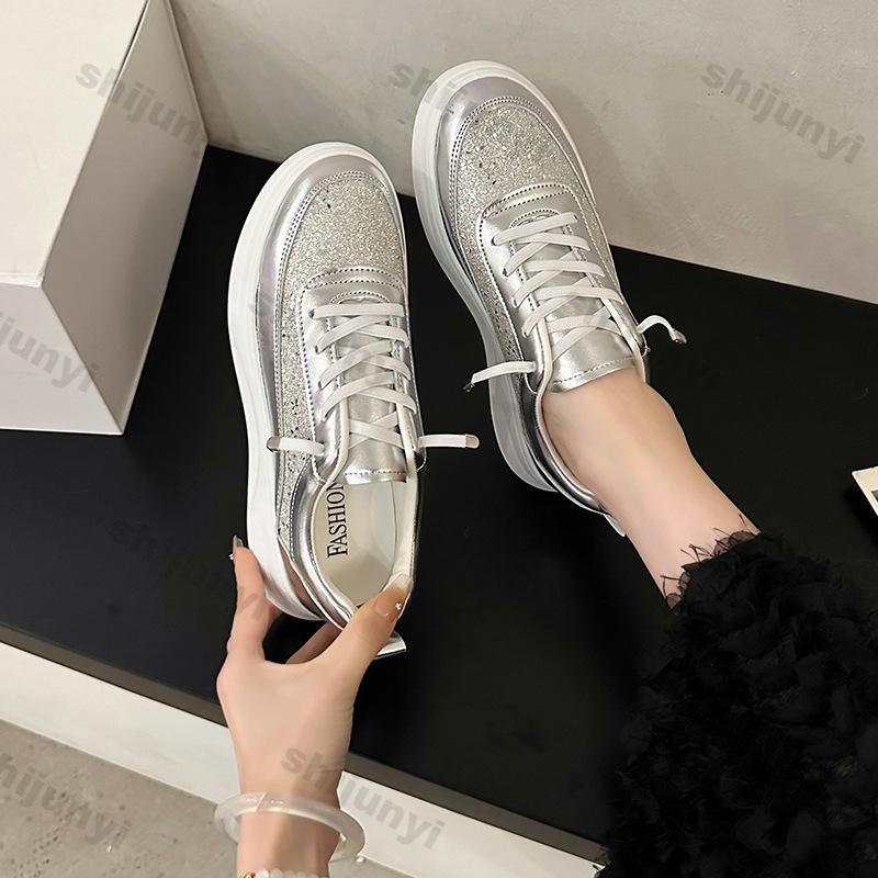Women's Casual Sports Shoes Fashion Breathable Platform Soft Sole Single Shoes Woman Thick Sole Non Slip Lace Up Vulcanized Shoe