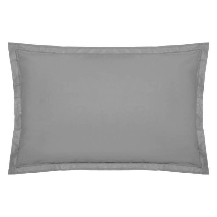 Taie d oreiller "Carina" coton gris souris 50x70cm - Atmosphera createur d'interieur