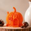 Retro Style Pumpkin Home Accents 3D Printed House Ornament for Halloween, Miniature Fairy Tale Cabin Creative Halloween Party Table Centerpiece