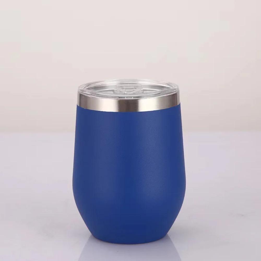 12oz 304 Stainless Steel Wine Tumbler, Double Wall Vacuum Insulated Cup with Sliding Clear Lid