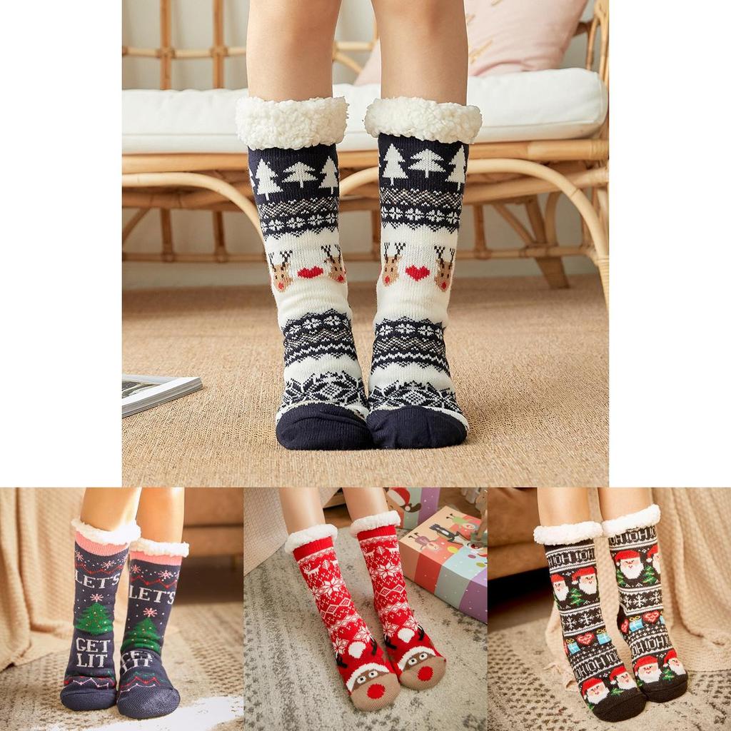 Kuschelige Weihnachts-Haussocken mit luxuriösem Faux-Fleece-Futter für Familienkomfort