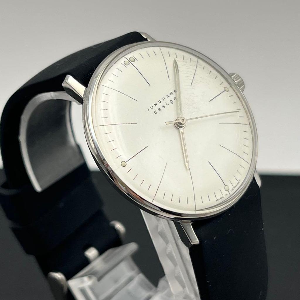 Used [Working item] JUNGHANS design hand-wound watch with replacement strap