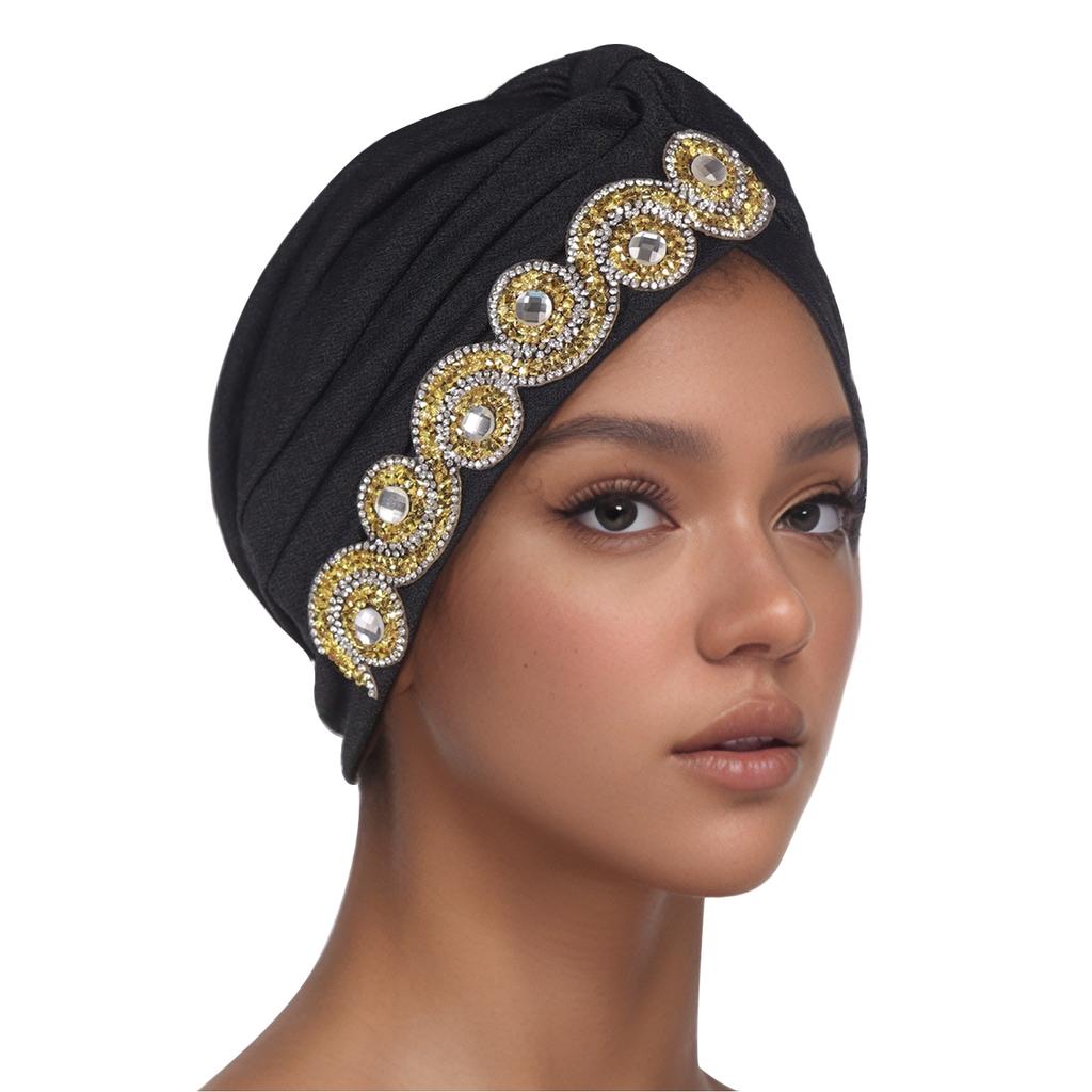 Indian Women Chemo Cap Muslim Diamonds Hijab Pleated Turban Wrap Headscarf Beanies Hair Loss Bonnet Hat Femme Turbante Mujer New