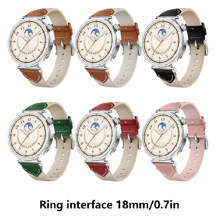 Classical Leather & Nylon Band Secure & Fashionable Watch Band Composite Weave Smartwatch Strap for GT5 18mm Interfaces