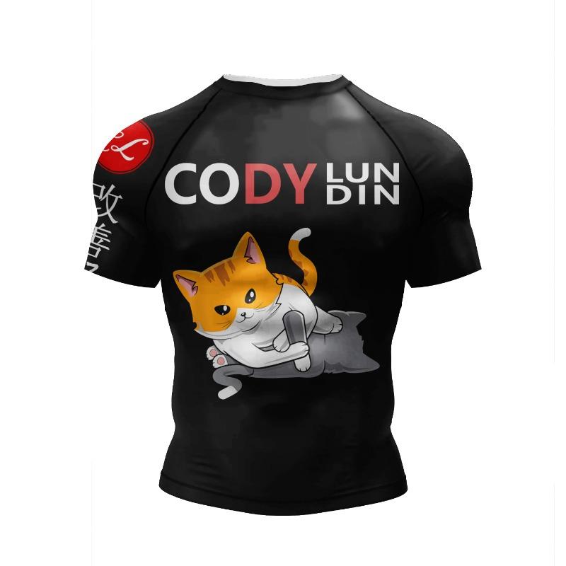 Cody Lundin Short Sleeve Pink Mens Jiu Jitsu BJJ No Gi Rash Guard Sublimation Men Running Training T-shirts Strech Fitness Tees