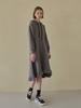 AVANT-G Hooded Frill Long Dress - Charcoal (Brushed Version)