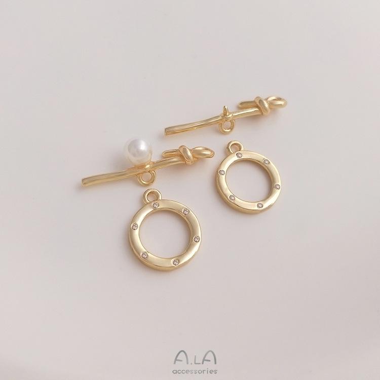 

14K Gold-Filled Zircon OT Clasp for Half-Drilled Pearl DIY Bracelets/Necklaces