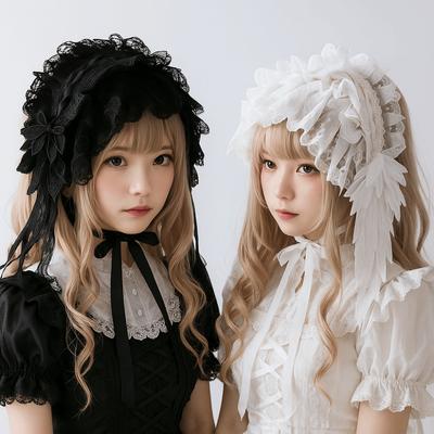 Diadema de Encaje Lolita con Lazo de Cinta Headdress de Cosplay Maid Anime Jk Tocado de Mascarada