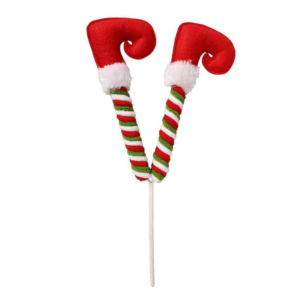 6 Pcs Christmas Legs Picks- 13 Inch Feet Tree Ornaments With Fixed Wire- Striped Plush Stuffed  Leg Picks For Christmas Tree Party Home Decorations