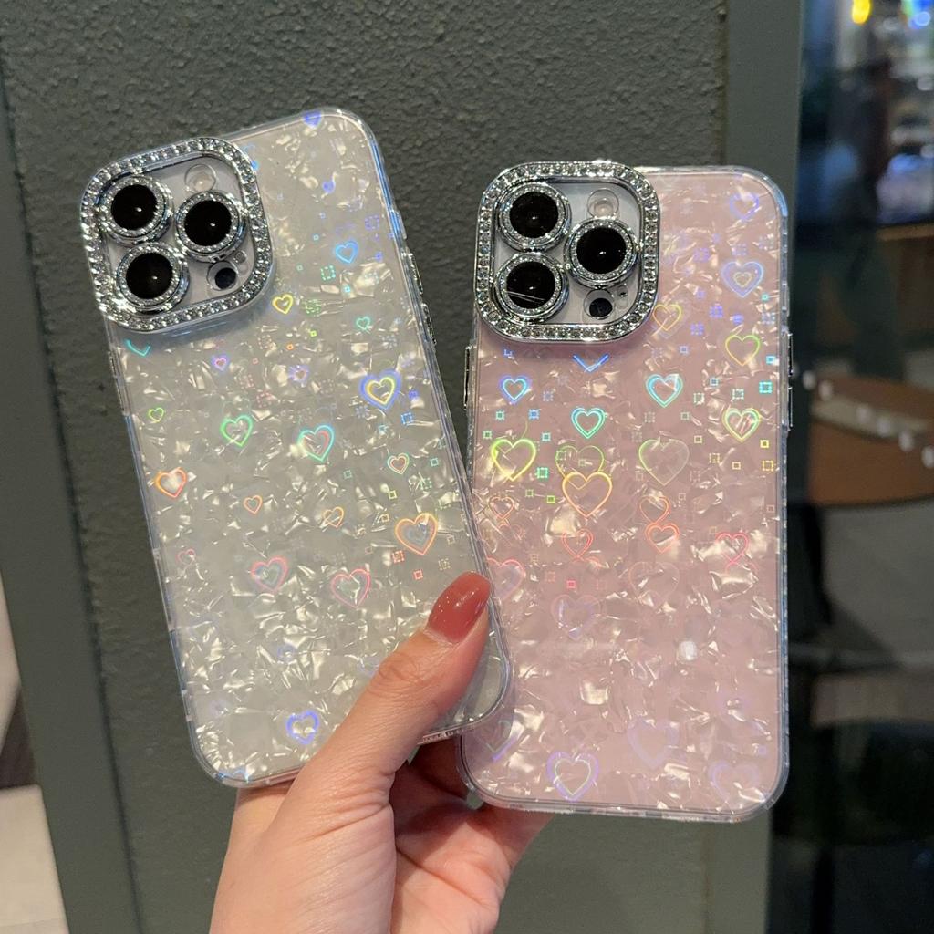 Shell Pattern Diamond-studded Fine Hole Lens Is Suitable for IPhone17ProMax Mobile Phone Case Apple 15 Premium Sense 14/13p and Other Models