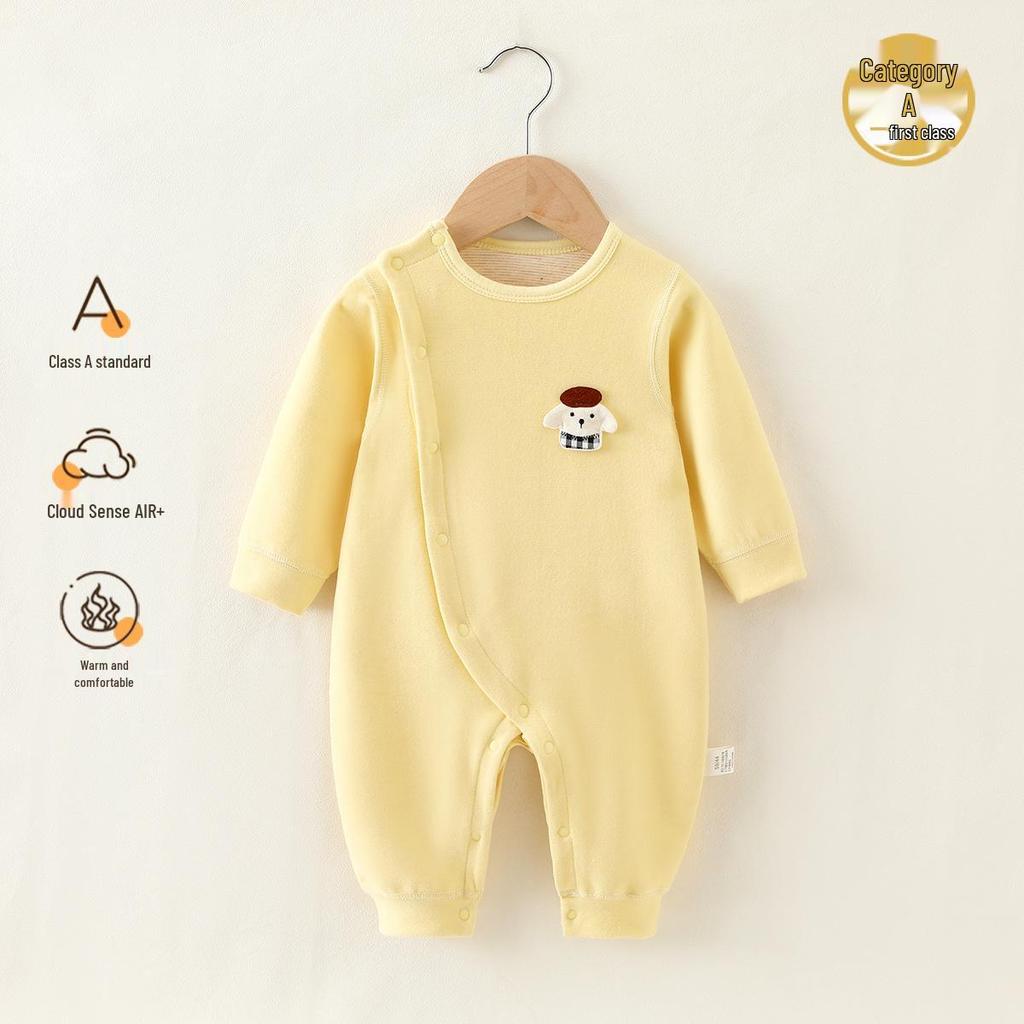 A-Class Warm Baby Onesie: Long-Sleeve, Belly-Protective, Perfect for Spring & Autumn, Ideal for Crawling & Outings