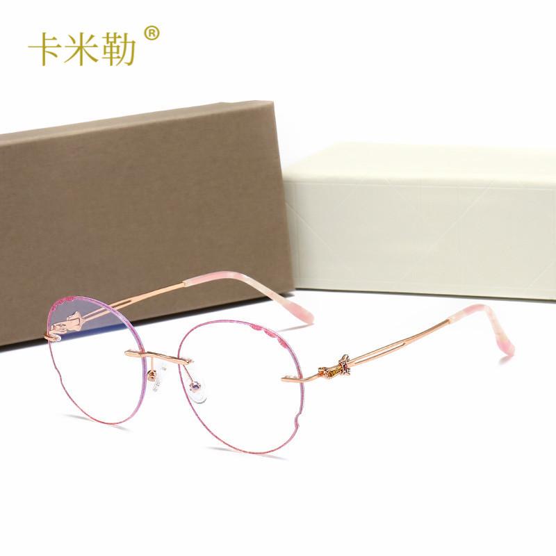 New anti-blue light, girls' trend fashion flat glasses, oval face frame fashion sunglasses sunglasses