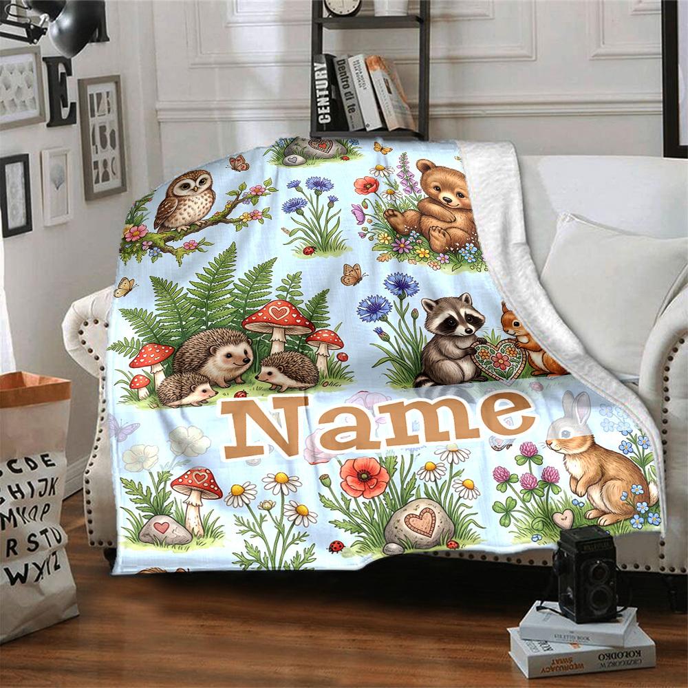 Cute Forest Animals Home Customize Your Name Home Blanketss Comfortable Soft Lightweight Allseason Multipurpose Customize Your Name Home Blankets For