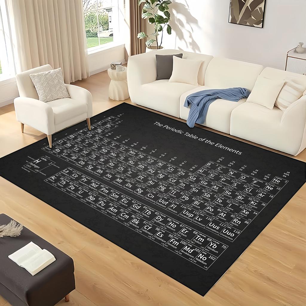 Retro Periodic Table of Elements Physics Formula Area Rug Carpet for Living Room Bedroom Home Decor,Non-slip for Sofa Doormat