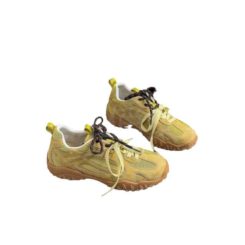 Premium American Retro Two-color Shoelaces Forrest Gump Shoes Women's 2025 Summer New Mesh Splicing Casual Sports Shoes