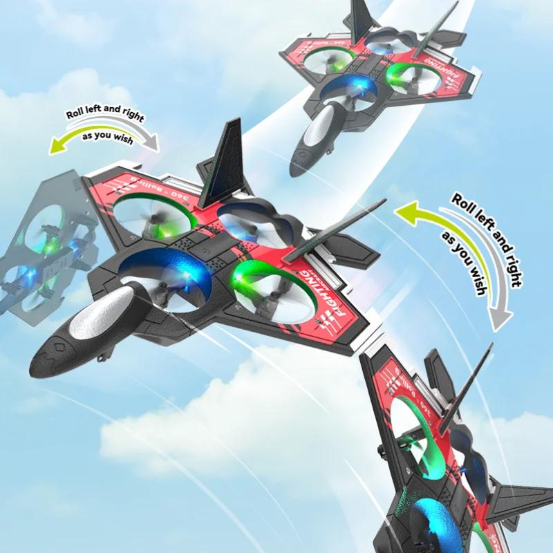 S98 Rc Foam Stunt Aircraft Toy Led Light Remote Control Fixed Height Four-Axis Combat Drone Anti Collision Fighter Kids Toys Boy