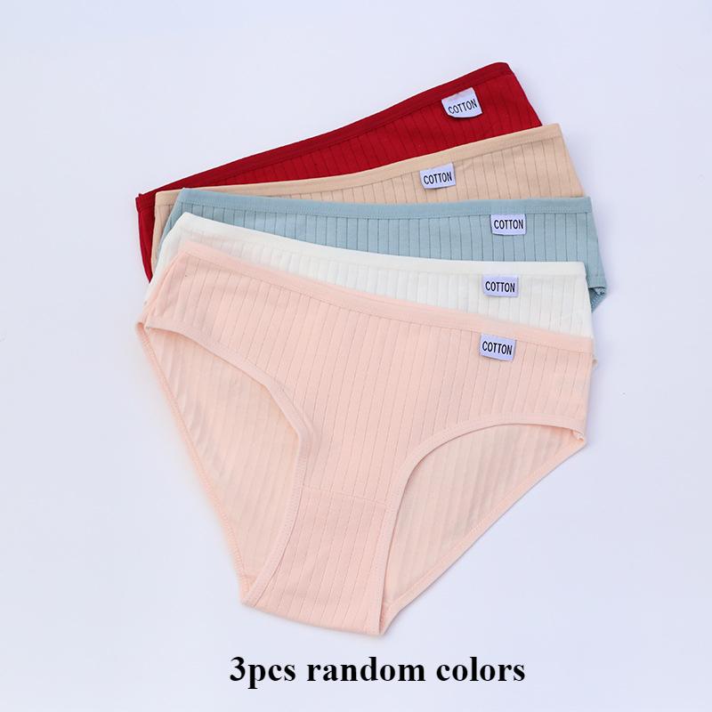 

Женские трусики из чистого хлопка, 3 предмета, средняя талия, большие размеры, треугольные трусики, женское нижнее белье цвета макарон, дышащее нижнее белье для девочек XL разноцветный