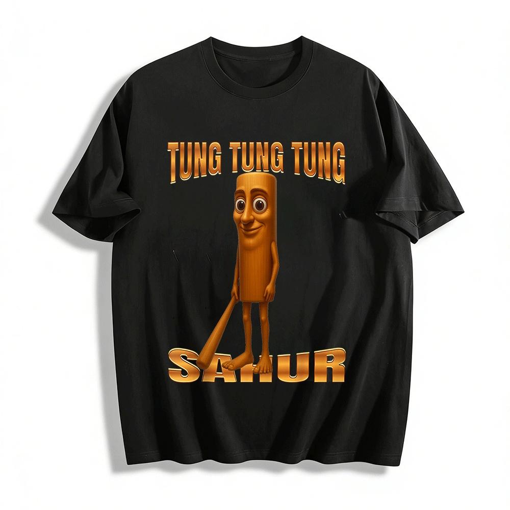 Funny Tung Tung Tung Sahur Ramadan Print Casual Top Pure cotton T-shirt XXS