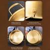 Korean Style Ramen Pot Stainless Steel With Lid Soup Pot Gold Plated Double Ear Hot Pot Camping Cookware