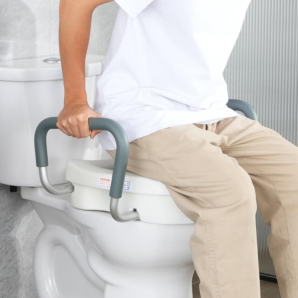 VEVOR Raised Toilet Seat 5" (12.7 Cm) Height Raised 350 Lbs/158.8 Kg for Round and Elongated Toilet