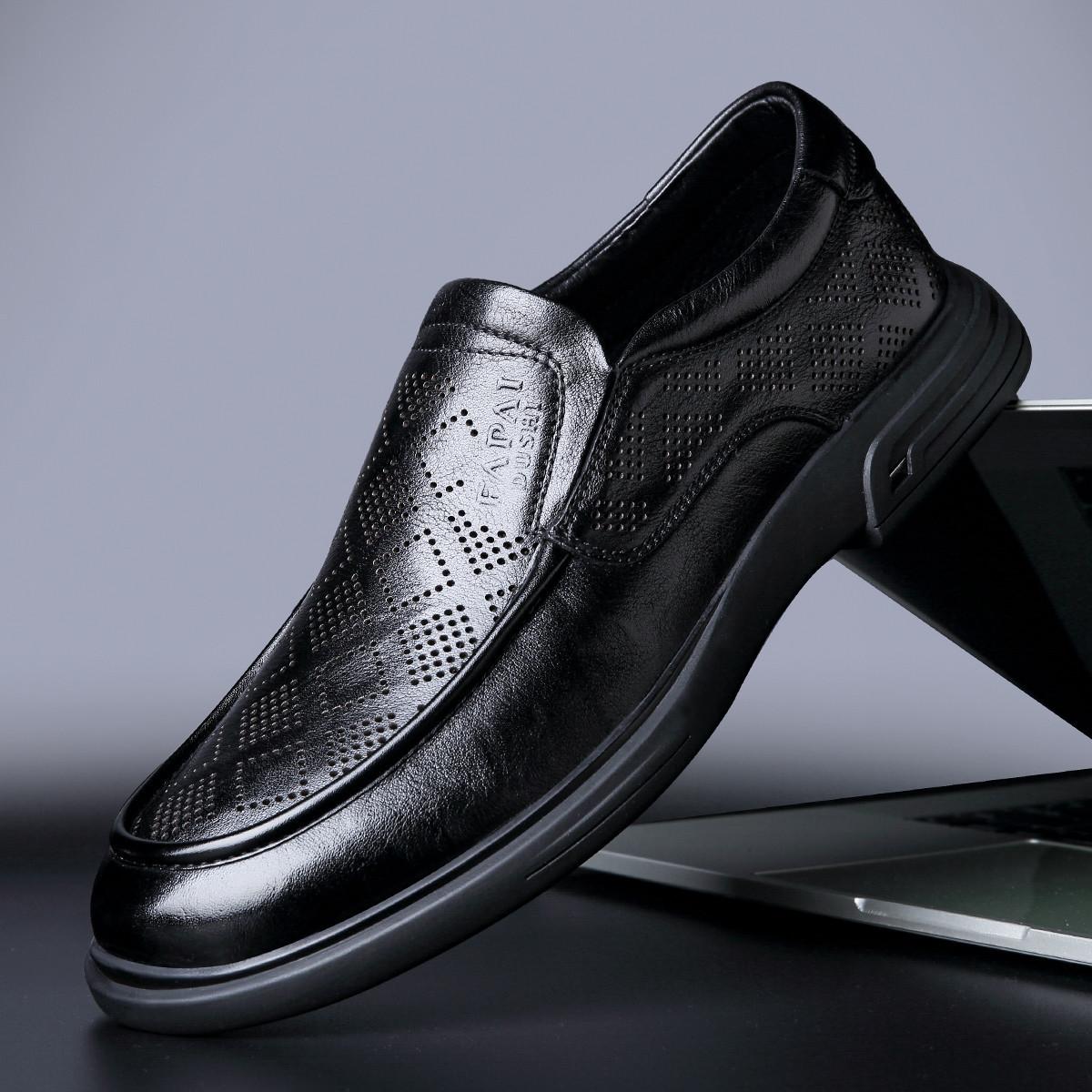 

2025 Wenzhou casual leather shoes men s leather one-pedal men s shoes first layer cowhide business dress dad shoes trend 44