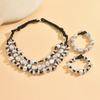 Mehrschichtiger Punk Übertriebene Unregelmäßige Runde Perlen Geknotete Seil Choker Halskette Armband Set Modeschmuck Heißer Verkauf Party Geschenk