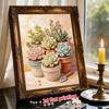 DIY Pearl Painting Canvas Succulents Design Shiny 3D Bead Art Kit Creative Leisure Craft for Living Room Wall Decor