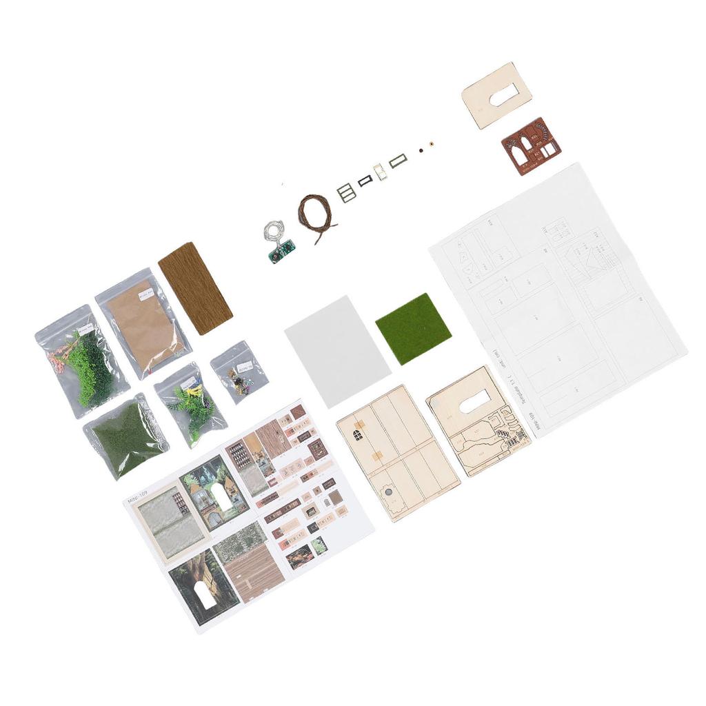 DIY House Kit with Light Strip Opened Closed Miniature Wooden House Assembly Kit Tabletop Decoration