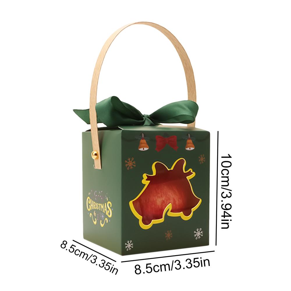 Christmas Goodie Boxes Wrapping Container With Window And Handle Holiday Party Favor Boxes For Fruits Family Gatherings