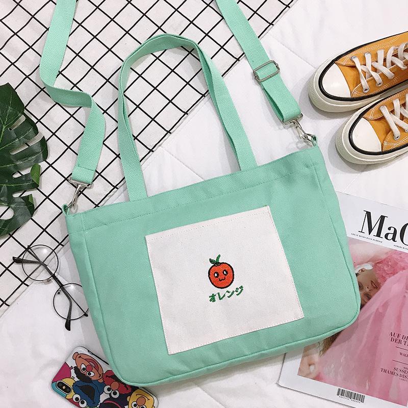 Avocado messenger bag trendy bag new canvas bag simple literary shoulder bag