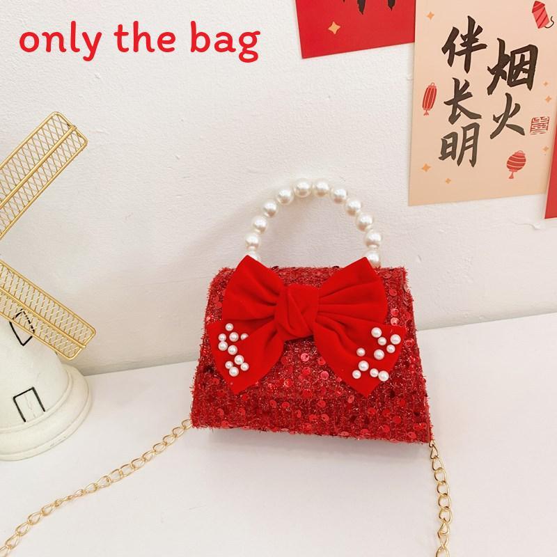 Childrens Elegant Artificial Pearl Handbag With Sequin Bow For School And Parties